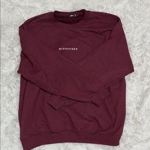 Missguided Oversized Maroon Crewneck Sweatshirt